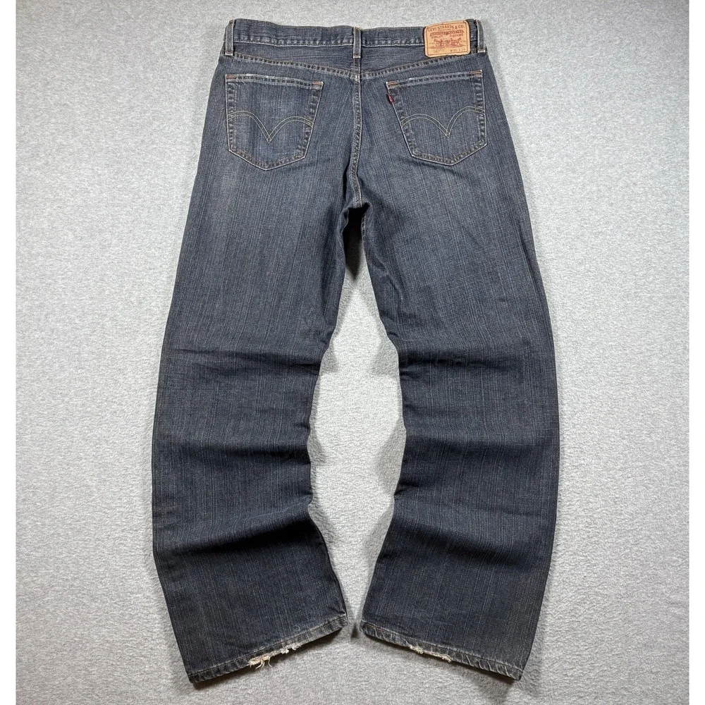 Vintage Levis 567 Loose Bootcut Jeans Mens 36x34 Y2K Dark Wash Button Fly Baggy
